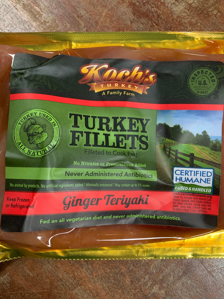 Meat, Koch's Family Farm, Turkey Fillets, Ginger Teryaki, 1lb frozen