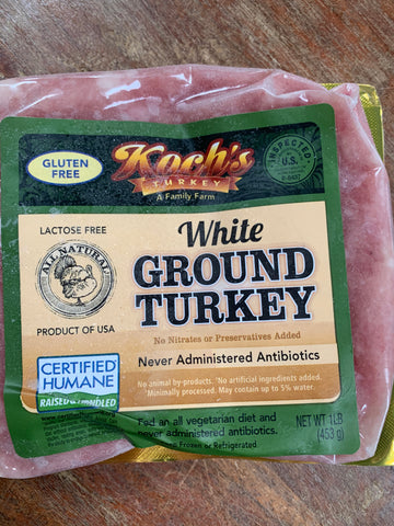Meat, Koch's Family Farm, Ground Turkey, 1 lb Frozen